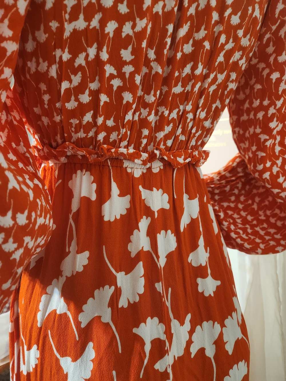 Diane Von Furstenberg Orange & White Floral Print Maxi Dress - Picture 6 of 13